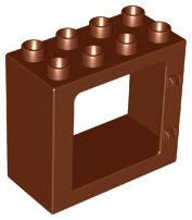 Duplo Door / Window Frame 2 x 4 x 3 Flat Front Surface, Completely Open Back