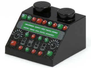 [P 3039pb048 (Black)] Slope 45 2 x 2 with Control Panel with Red and Green Lamps Pattern