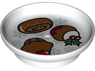 [P 31333pb13 (White)] Duplo Utensil Dish 3 x 3 with Christmas Cookie, Cupcakes, and Snowflakes Pattern