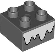 [P 3437pb114 (Dark Bluish Gray)] Duplo, Brick 2 x 2 with White Snow Pattern