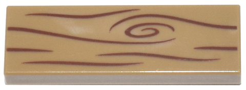 [P 63864pb133 (Dark Tan)] Tile 1 x 3 with Wood Grain Pattern