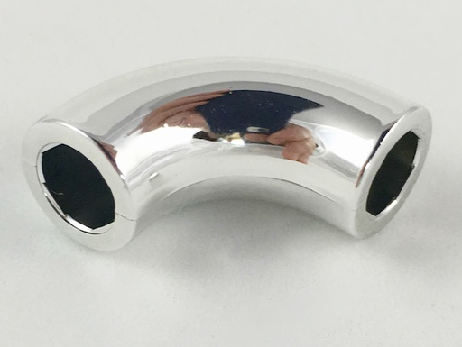 [P 71076 (Chrome Silver)] Brick, Round 1 x 1 d. 90 degrees Elbow Macaroni - No Stud - Type 1