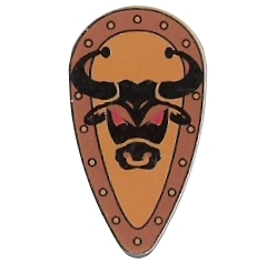 [P 2586p4g (Light Gray)] Minifigure, Shield Ovoid with Bull Head Black on Yellow Pattern (Printed)