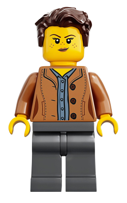 [M idea053 (No Colour)] Mom, Freckles, Medium Nougat Jacket, Dark Brown Hair Swept Left Tousled