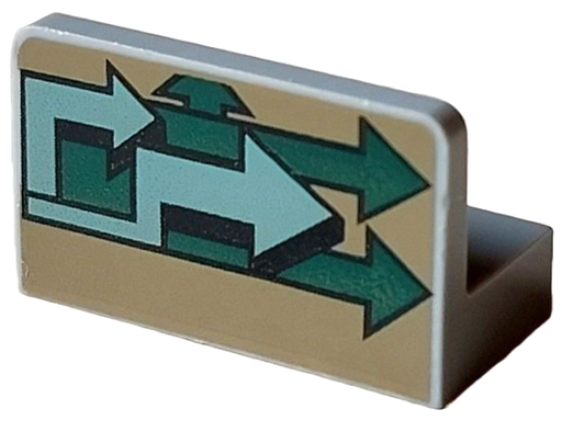 [P 4865pb058 (Light Bluish Gray)] Panel 1 x 2 x 1 with Light Blue and Green Arrow Pattern