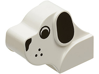 [P 6243px1 (White)] Dog Head 2 x 4 x 2 1/3 with Dog Head Pattern