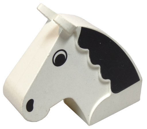 [P 6244px1 (White)] Horse Head 2 x 6 x 4 1/2 with Black Eyes, Mane, and Nostrils Pattern