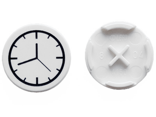 [P 4150px1 (White)] Tile, Round 2 x 2 with Clock Pattern