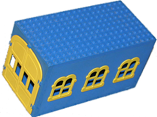 [P x655c02 (Blue)] Fabuland Garage Block with Yellow Windows and Yellow Doors