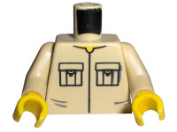 [P 973pb0307c01 (Tan)] Torso Shirt Front Seamed with Patch Pockets Pattern / Tan Arms / Yellow Hands