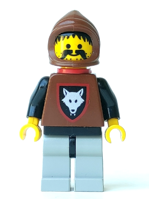 [M cas252 (No Colour)] Wolfpack - Moustache, Black Arms and Light Gray legs, Brown Hood and Red Cape
