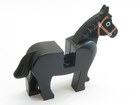 [P 4493c01pb02 (Black)] Horse with Black Eyes Circled with White, Brown Bridle Pattern