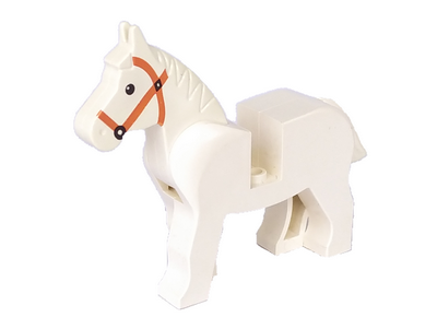 [P 4493c01pb04 (White)] Horse with Black Eyes, White Pupils and Dark Orange Bridle Pattern