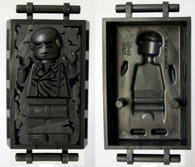 [P 87561pb01 (Pearl Dark Gray)] Minifigure, Utensil Carbonite Block with Bar Handles with Han Solo Pattern