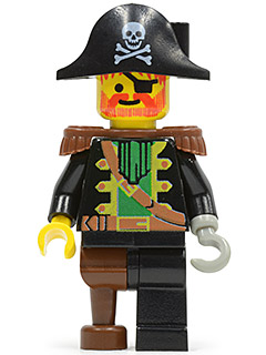 [M pi055 (No Colour)] Captain Red Beard - Brown Epaulettes, Pirate Hat with Skull and Crossbones