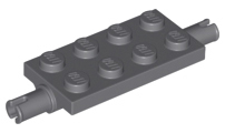 [P 40687 (Dark Bluish Gray)] Plate, Modified 2 x 4 with Pins and Thick Reinforced Supports