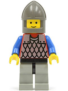 [M cas158 (No Colour)] Scale Mail - Red with Blue Arms, Light Gray Legs with Black Hips, Dark Gray Chin-Guard