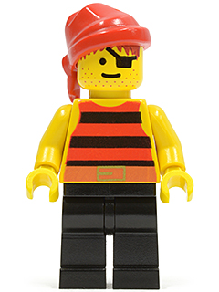[M pi031 (No Colour)] Pirate Red / Black Stripes Shirt, Black Legs, Red Bandana
