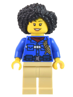 [M cty1445 (No Colour)] Wildlife Rescue Ranger - Female, Blue Shirt with 'RESCUE' on Back, Tan Legs, Black Coiled Hair (Maya)