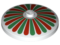 [P 3960p01 (White)] Dish 4 x 4 Inverted (Radar) with Solid Stud with Red and Green Stripes / Petals Pattern