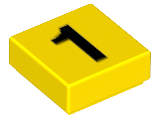 [P 3070p01 (Yellow)] Tile 1 x 1 with Black Number 1 Pattern