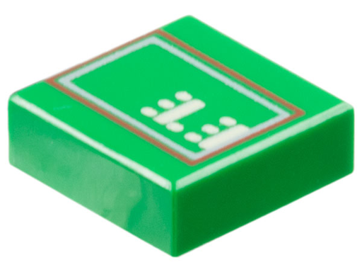 [P 3070px2 (Green)] Tile 1 x 1 with Red Rectangle, White Lines and Dots Pattern