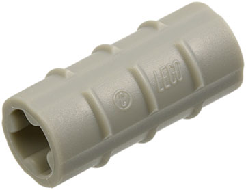 [P 6538a (Light Gray)] Technic, Axle Connector 2L (Ridged with + Hole + Orientation)