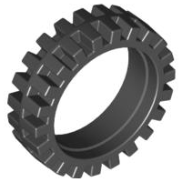 [P 61254 (Black)] Tire 24mm D. x 7mm Offset Tread - Band Around Center of Tread