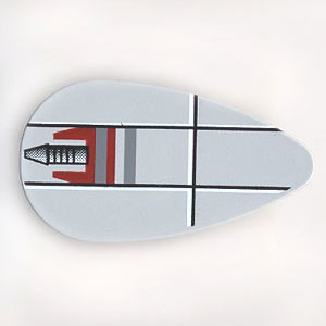 [P 2586px6 (Light Bluish Gray)] Minifigure, Shield Ovoid with SW Small Rocket at Top Pattern