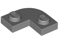 [P 79491 (Dark Bluish Gray)] Plate, Round Corner 2 x 2 with 1 x 1 Cutout