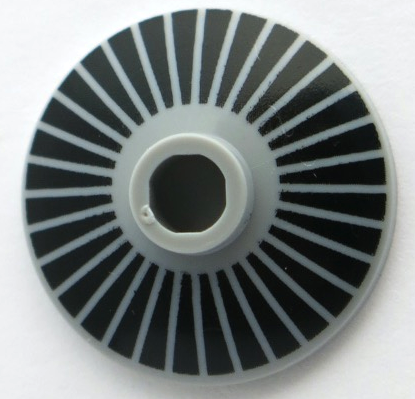 [P 4740pb019 (Light Bluish Gray)] Dish 2 x 2 Inverted (Radar) with Hubcap with Black Stripes Pattern