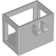 [P 51858b (Light Bluish Gray)] Crane Bucket Lift Basket 2 x 3 x 2 with Locking Hinge Fingers, 7 Teeth