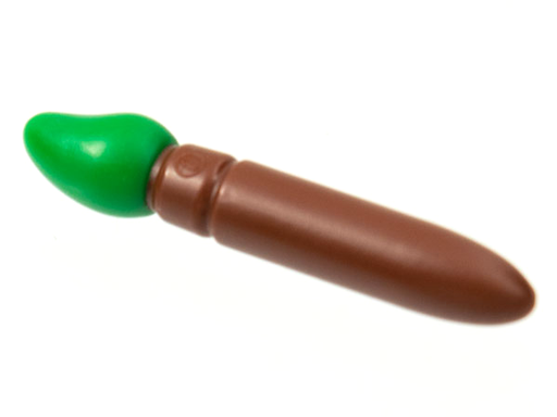 [P 93552pb04 (Reddish Brown)] Minifigure, Utensil Paint Brush with Molded Green Bristles Pattern