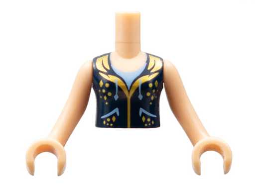 [P FTGpb081c01 (Light Nougat)] Torso Mini Doll Girl Dark Blue Vest with Gold Trim Pattern, Light Nougat Arms with Hands