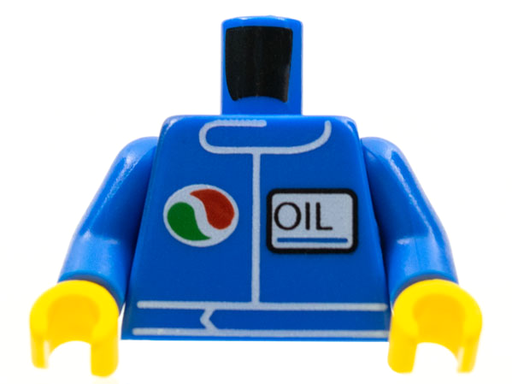 [P 973pb4274c01 (Blue)] Torso Octan Logo and Upright Font 'OIL' Pattern / Blue Arms / Yellow Hands