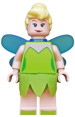 [M dis022 (No Colour)] Tinker Bell - Minifigure, Trans-Medium Blue Fairy Wings, Lime Cloth Skirt