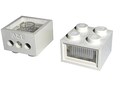 [P 08010bc01 (White)] Electric, Light Brick 12V 2 x 2 with 3 Plug Holes, Trans-Clear Diffuser Lens