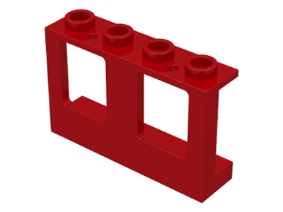 [P 61345 (Red)] Window 1 x 4 x 2 Plane, Single Top Hole and Single Bottom Hole for Glass