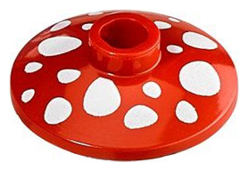 [P 4740pb004 (Red)] Dish 2 x 2 Inverted (Radar) with Mushroom White Spots Pattern