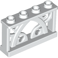 [P 19121 (White)] Fence 1 x 4 x 2 Ornamental with 4 Studs