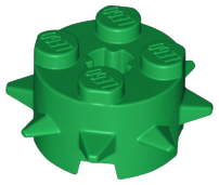 [P 27266 (Green)] Brick, Round 2 x 2 with Spikes and Axle Hole