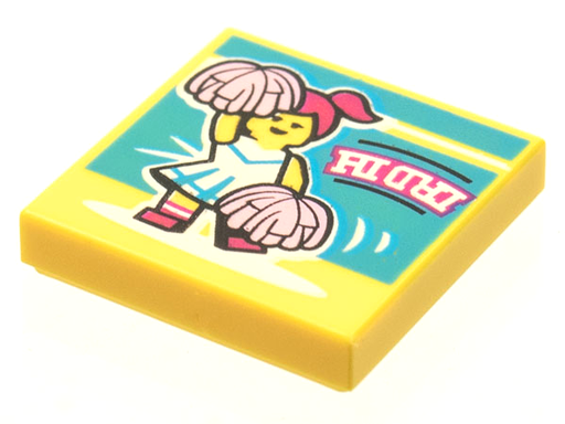 [P 3068bpb1625 (Yellow)] Tile 2 x 2 with Groove with BeatBit Album Cover - Cheerleader Pattern
