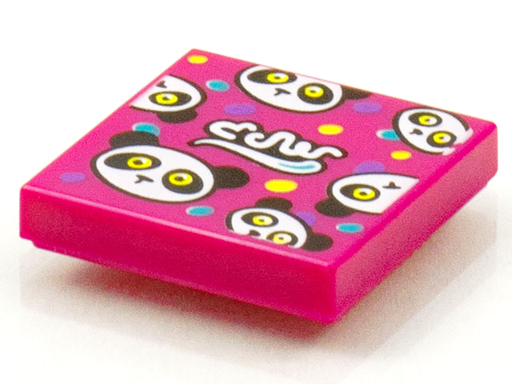 [P 3068bpb1536 (Magenta)] Tile 2 x 2 with Groove with BeatBit Album Cover - Pandas and Polka Dots Pattern