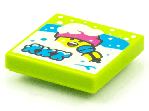 [P 3068bpb1537 (Lime)] Tile 2 x 2 with Groove with BeatBit Album Cover - Singer in Deep Snow Pattern