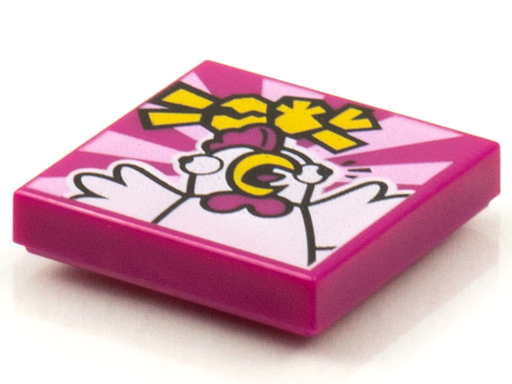 [P 3068bpb1570 (Magenta)] Tile 2 x 2 with Groove with BeatBit Album Cover - Scared Chicken Pattern