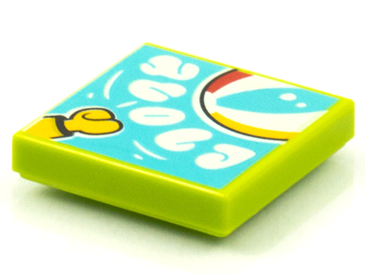[P 3068bpb1583 (Lime)] Tile 2 x 2 with Groove with BeatBit Album Cover - Hand and Beach Ball Pattern