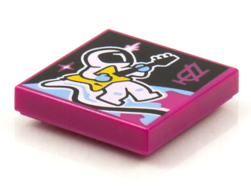[P 3068bpb1584 (Magenta)] Tile 2 x 2 with Groove with BeatBit Album Cover - Astronaut Playing Guitar Pattern