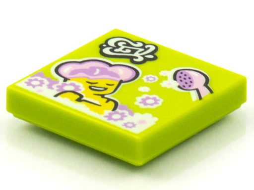 [P 3068bpb1585 (Lime)] Tile 2 x 2 with Groove with BeatBit Album Cover - Woman in Bubble Bath with Shower Head Pattern