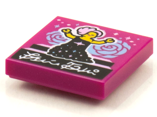 [P 3068bpb1601 (Magenta)] Tile 2 x 2 with Groove with BeatBit Album Cover - Singer with Pink Hair in Black Dress Pattern