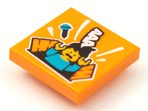 [P 3068bpb1637 (Orange)] Tile 2 x 2 with Groove with BeatBit Album Cover - Singer Falling in Trap Door Pattern